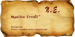 Nyalka Ernő névjegykártya
